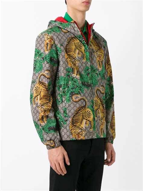 gucci men jacket green|gucci tiger leather jacket.